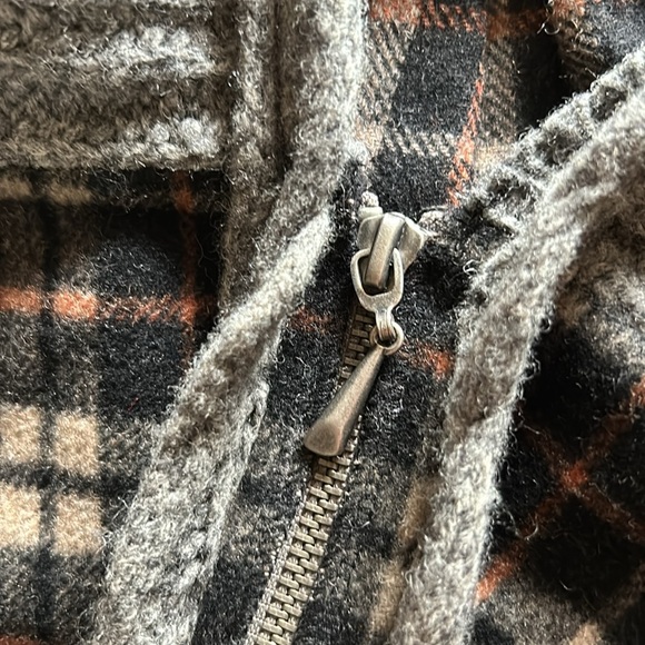 Anthro Moth Derry Plaid & Cable Knit Zip Front Hoodie Sweater/Jacket - Picture 7 of 14